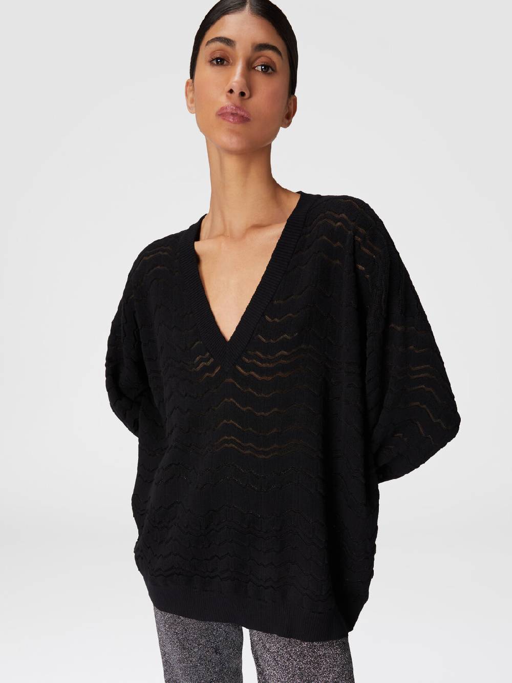 Missoni Pullover con scollatura a V e zig zag tono su tono Negozio