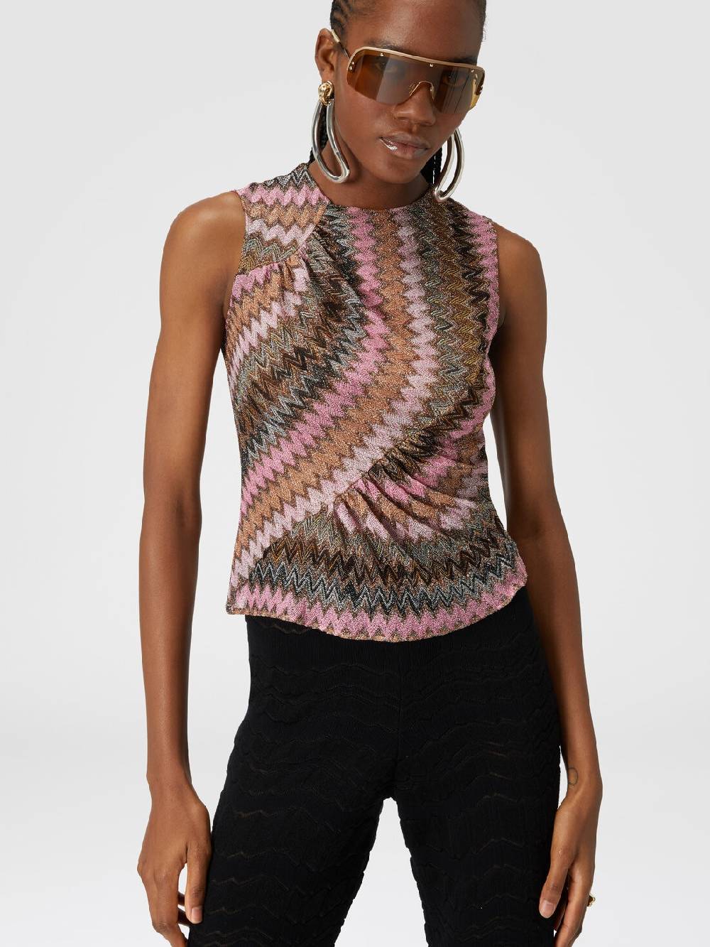 Missoni Top senza maniche in misto viscosa zig zag lamé Offerta natalizia