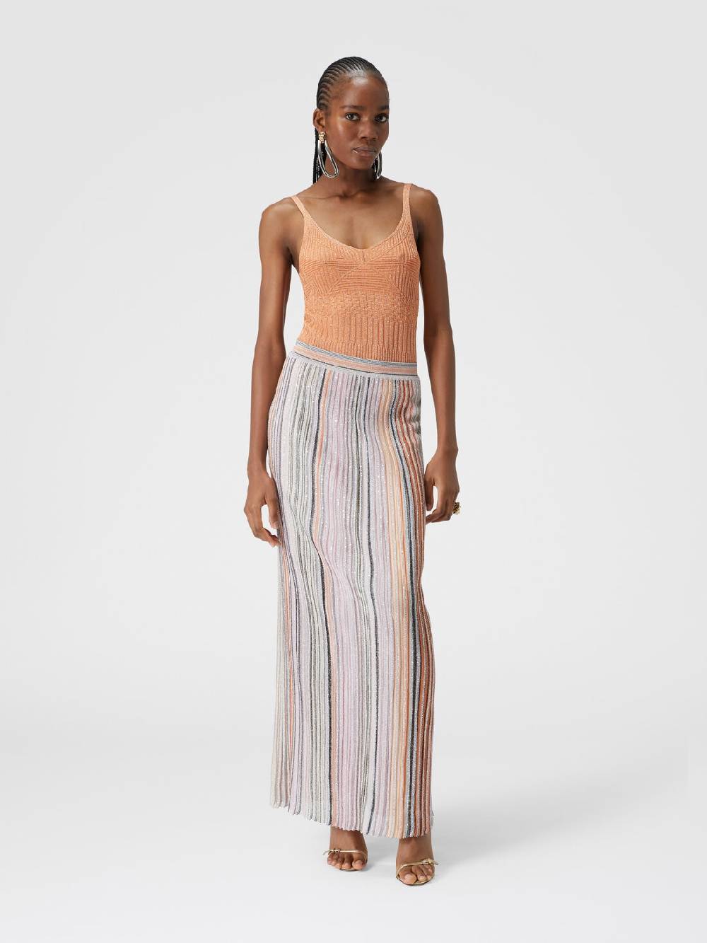 Missoni Gonna lunga parzializzata a costine con paillettes