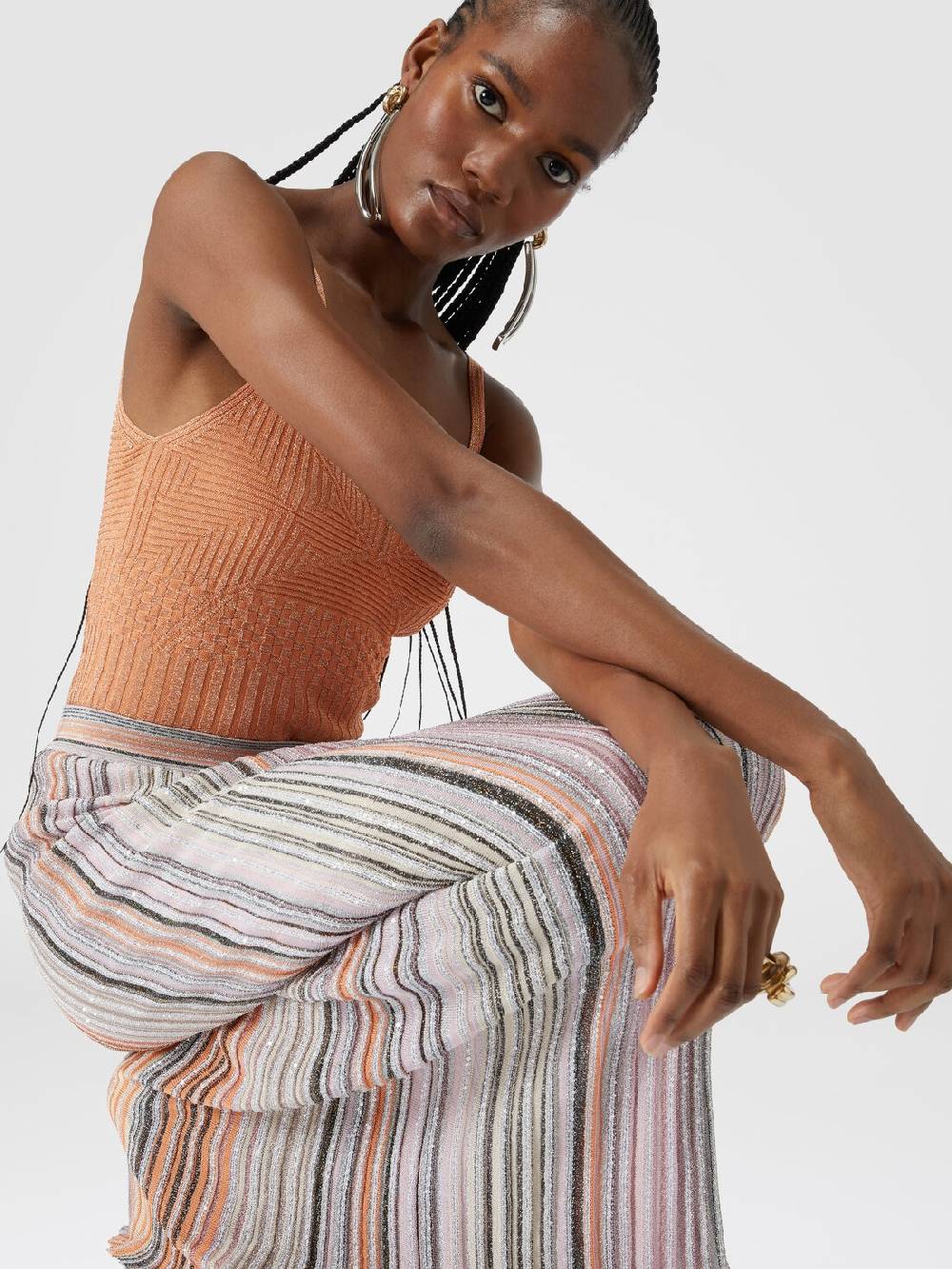 Missoni Gonna lunga parzializzata a costine con paillettes Offerta Giorno del Papà