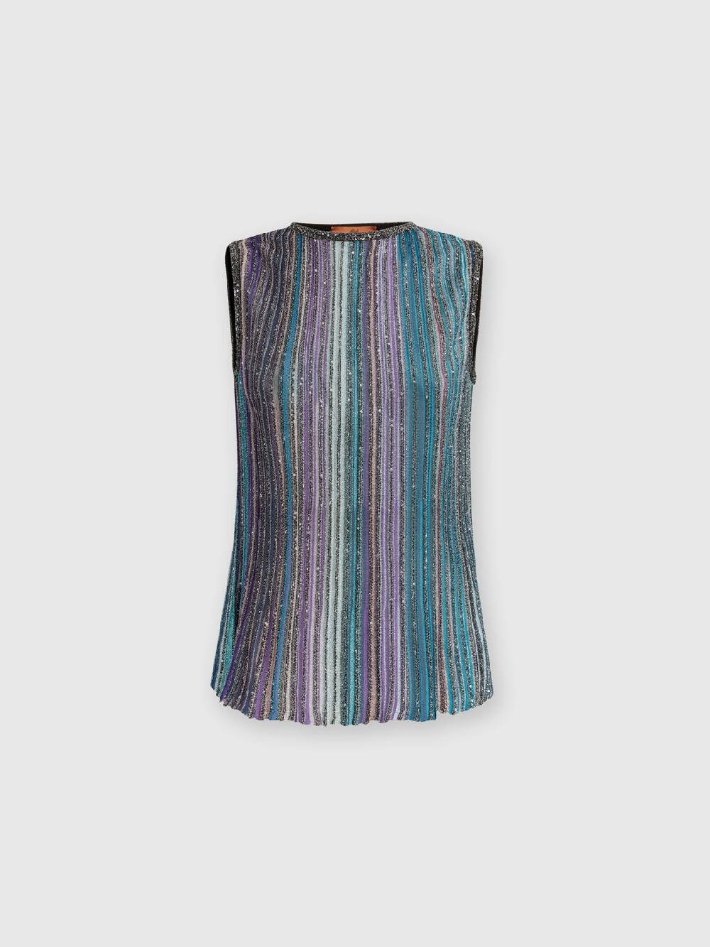 Missoni Top senza maniche svasato a costine con paillettes Offerta San Valentino