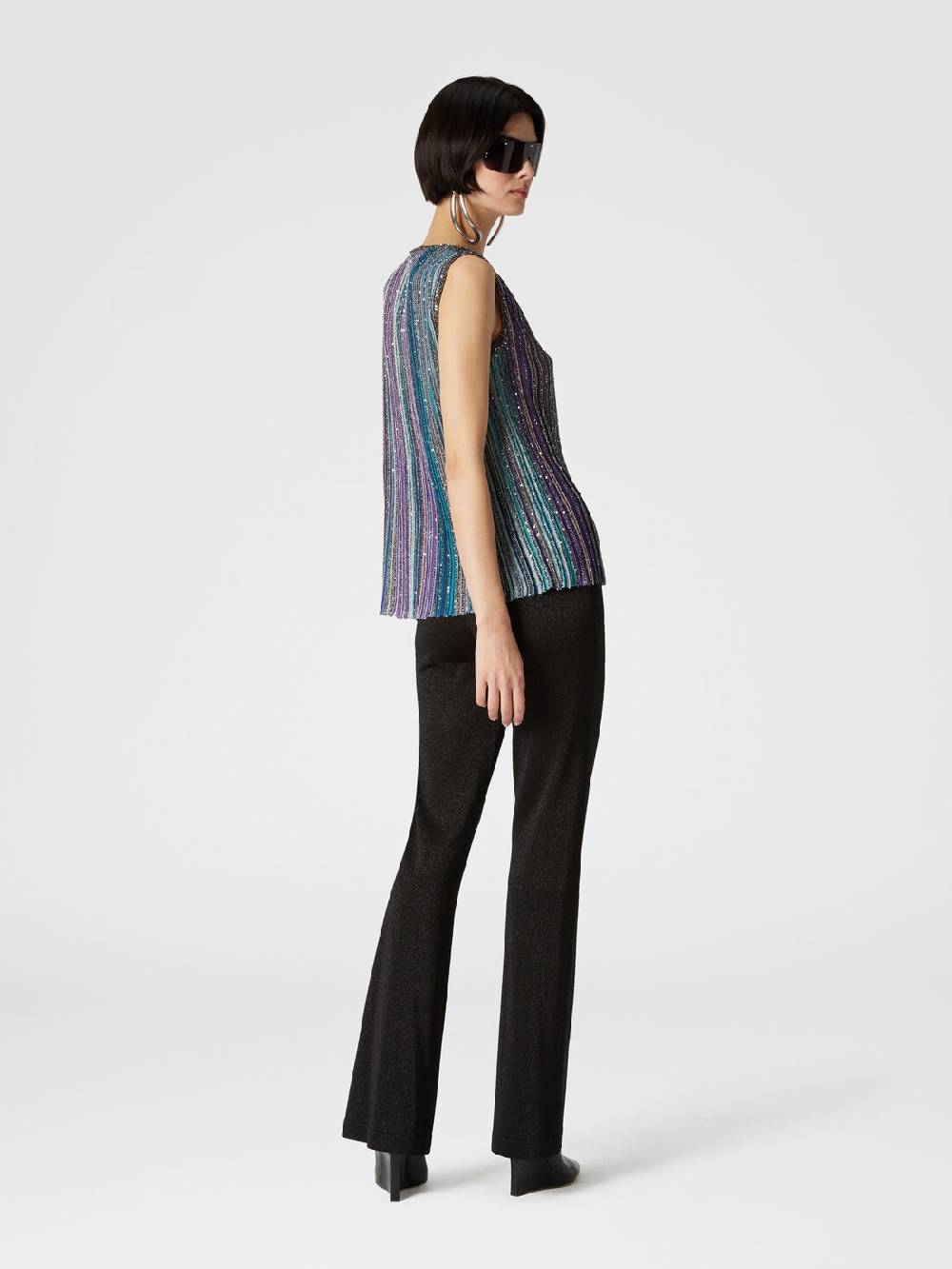 Missoni Top senza maniche svasato a costine con paillettes Offerta San Valentino