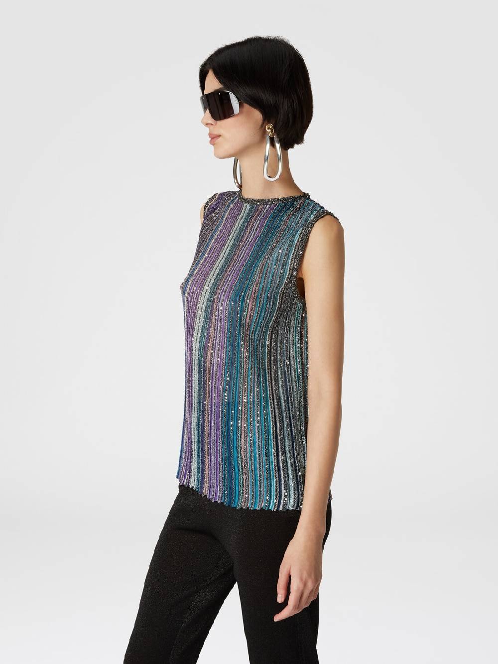 Missoni Top senza maniche svasato a costine con paillettes Offerta San Valentino