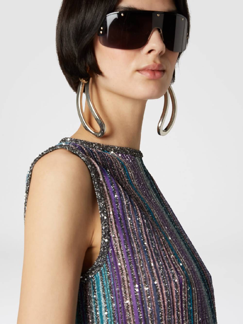 Missoni Top senza maniche svasato a costine con paillettes Offerta San Valentino