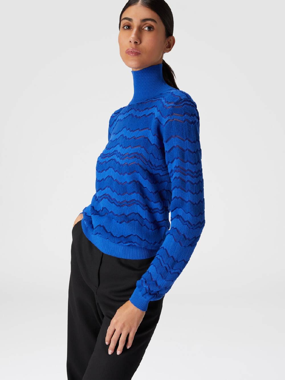 Missoni Lupetto in viscosa e lana con zig zag tono su tono Smaltimento dello stoccaggio