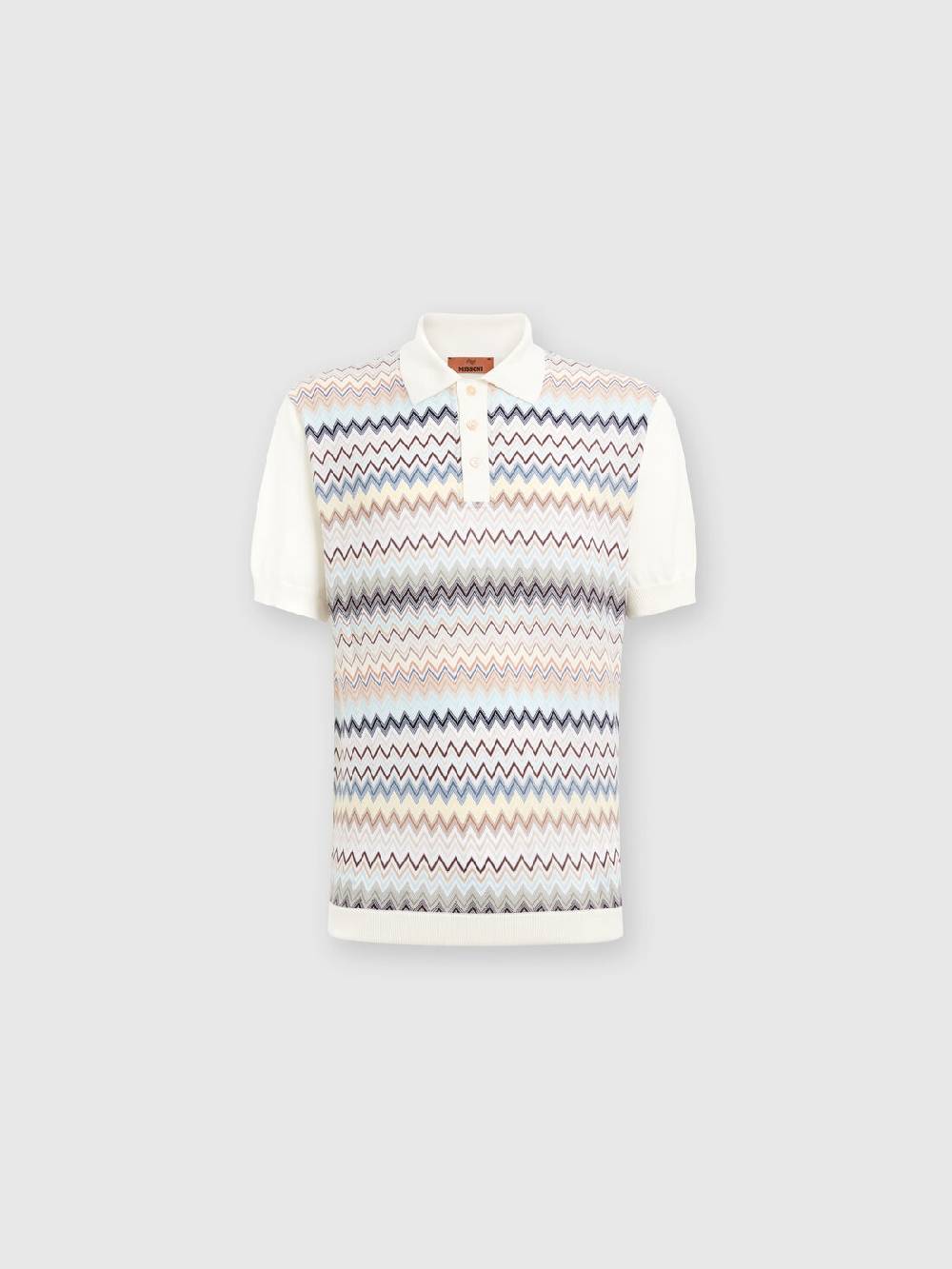 Missoni Polo in maglia di cotone zig zag con inserti tinta unita Nuovi prodotti