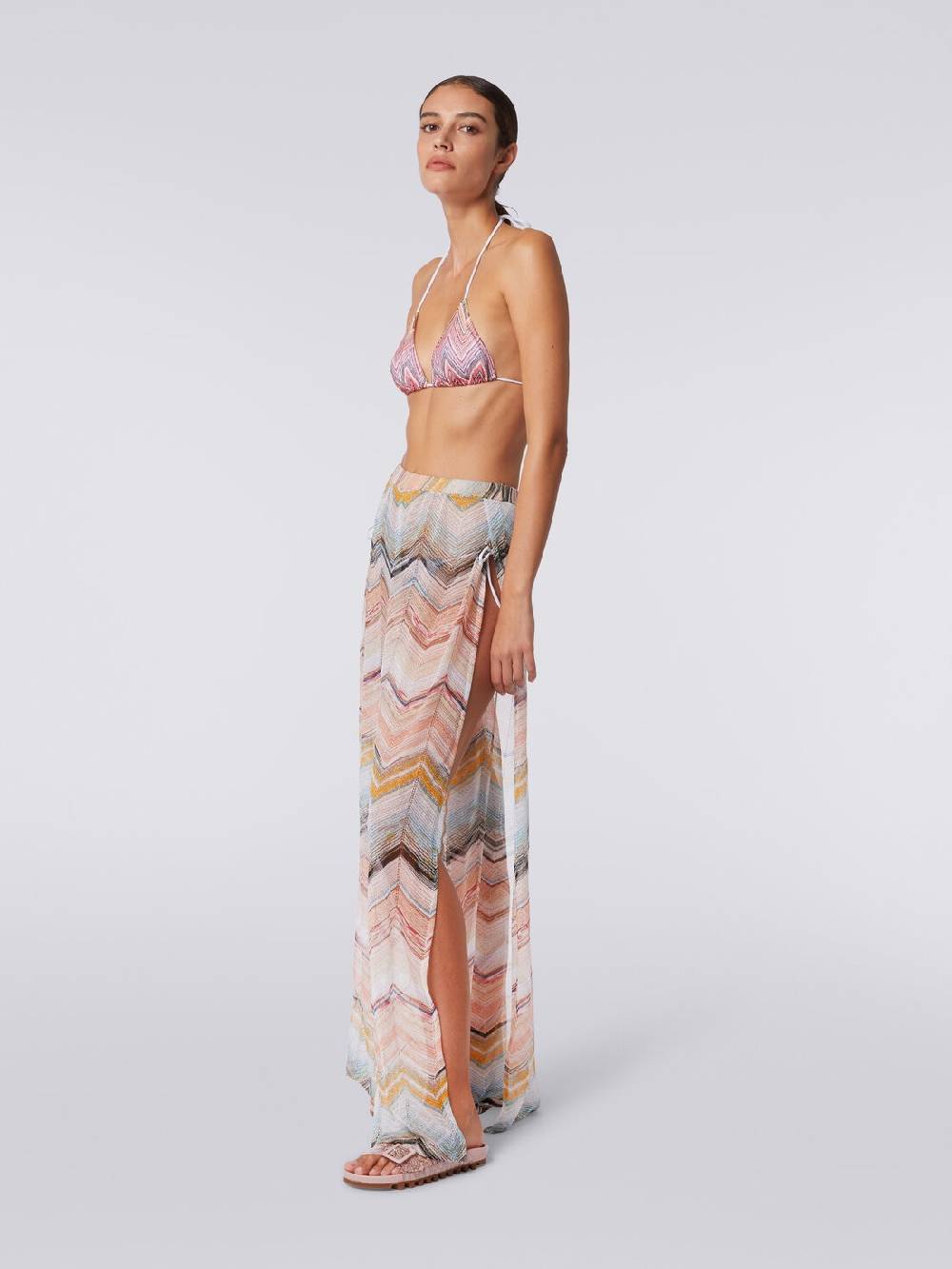 Missoni Pantaloni copricostume in misto viscosa zig zag con lurex Offerte stagionali