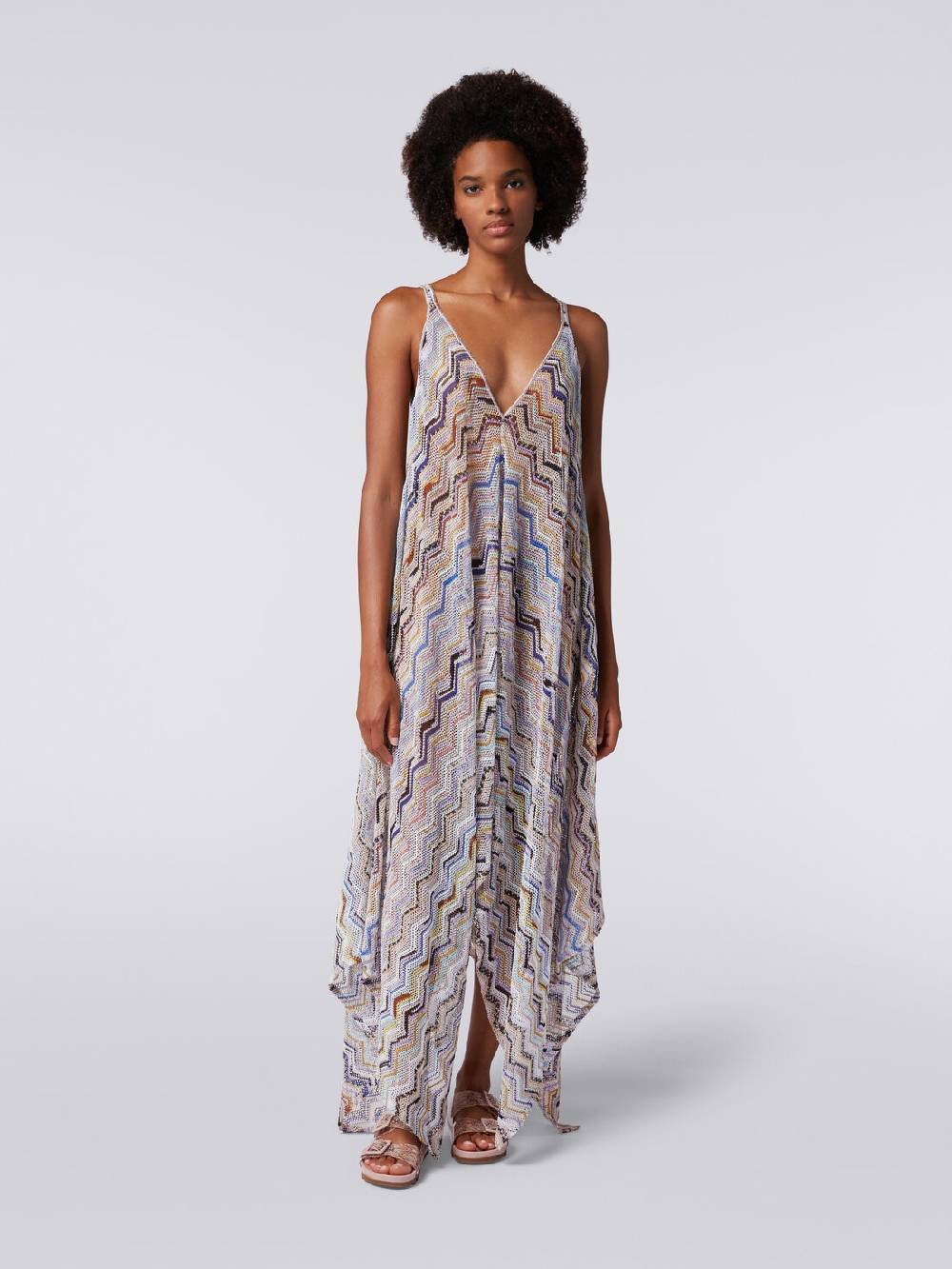 Missoni Copricostume lungo in crochet zig zag con lurex Offerta settimanale