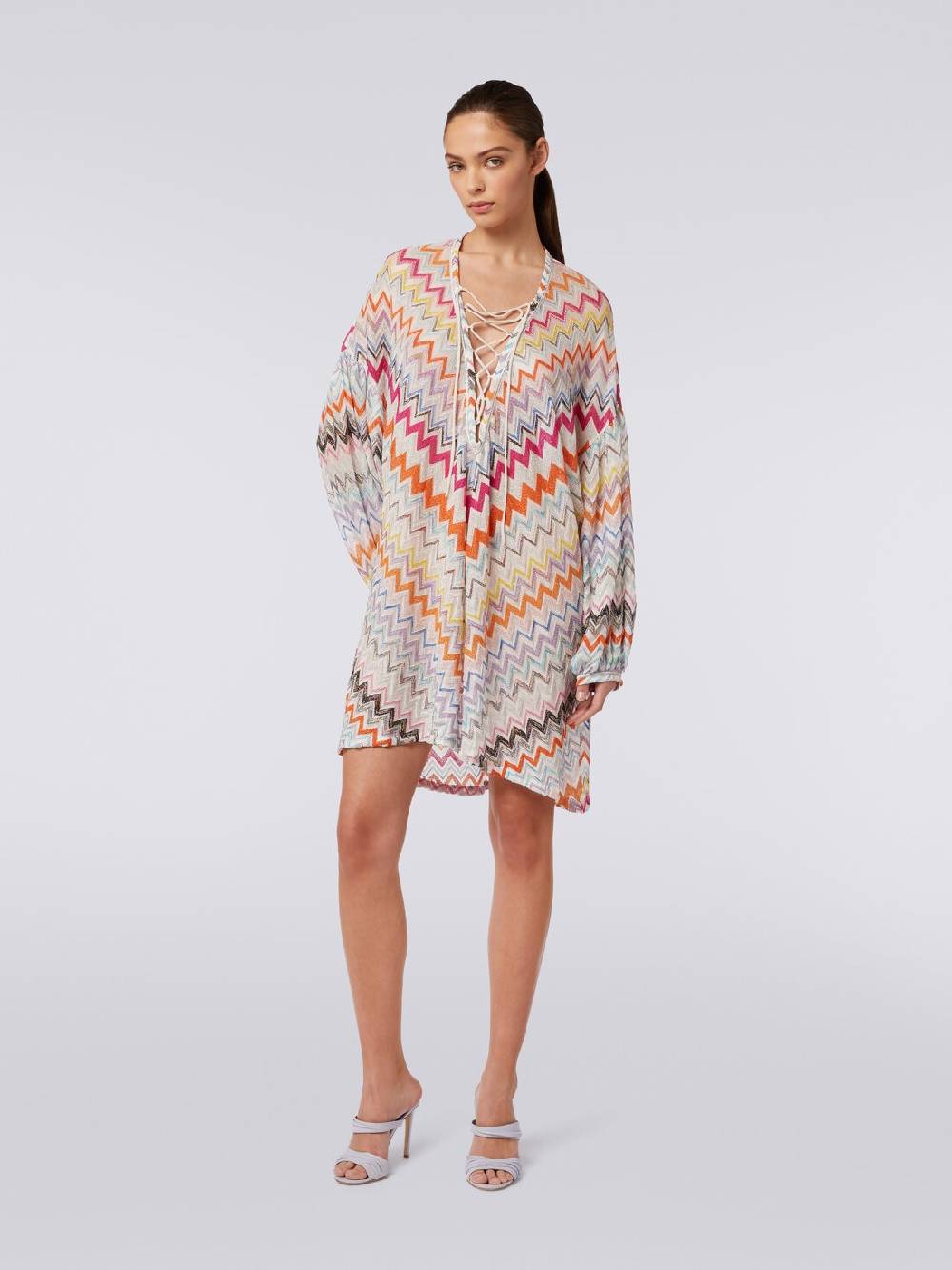 Missoni Caftano copricostume corto con motivo zig zag e lurex Rilascio limitato