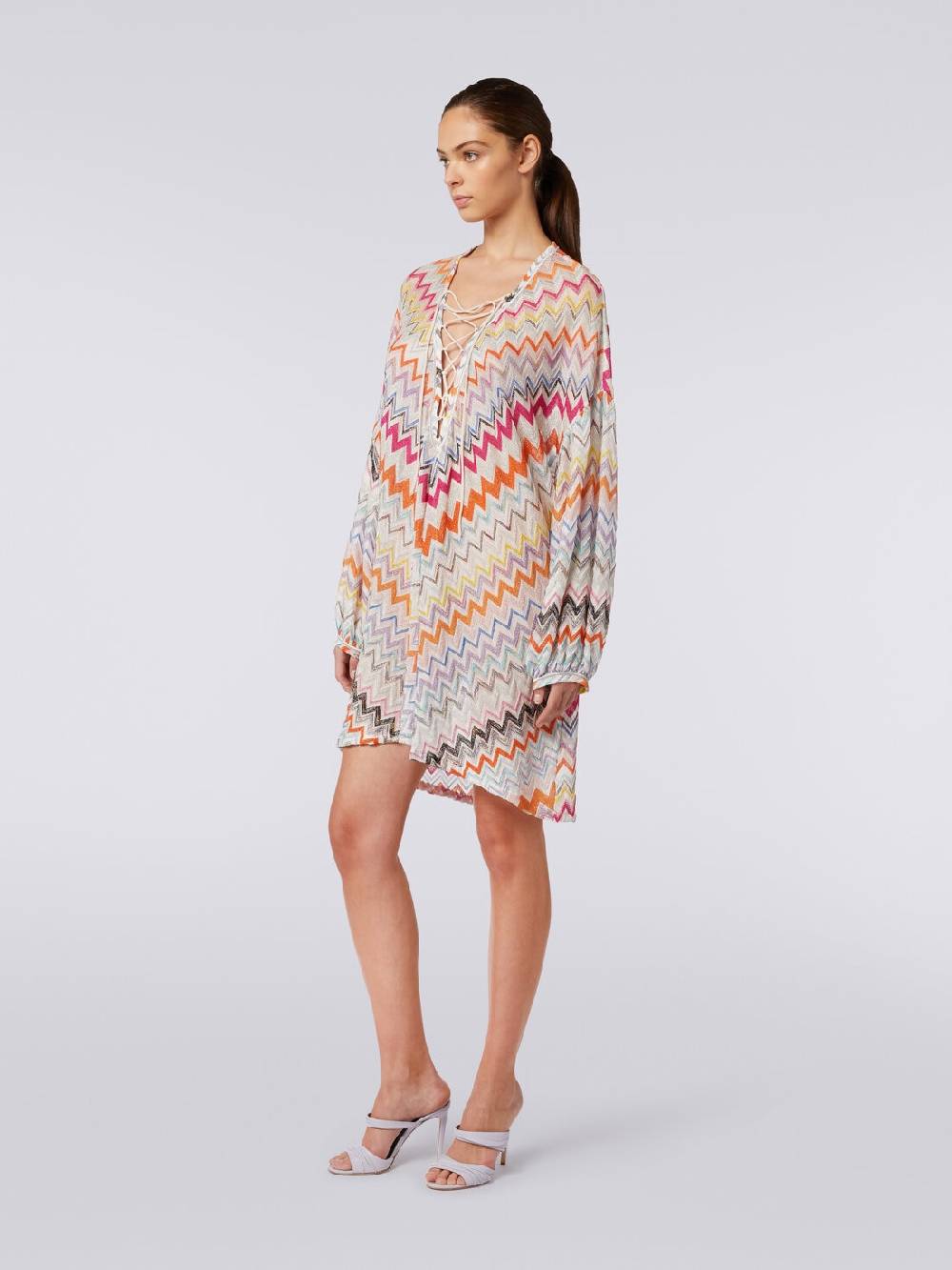 Missoni Caftano copricostume corto con motivo zig zag e lurex Rilascio limitato