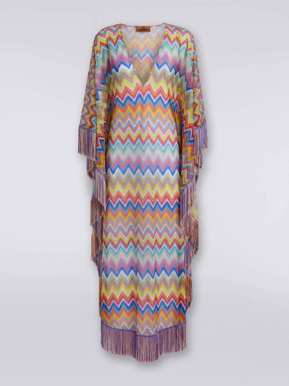 Missoni Caftano copricostume lungo stampa zig zag con frange ACQUISTA ORA