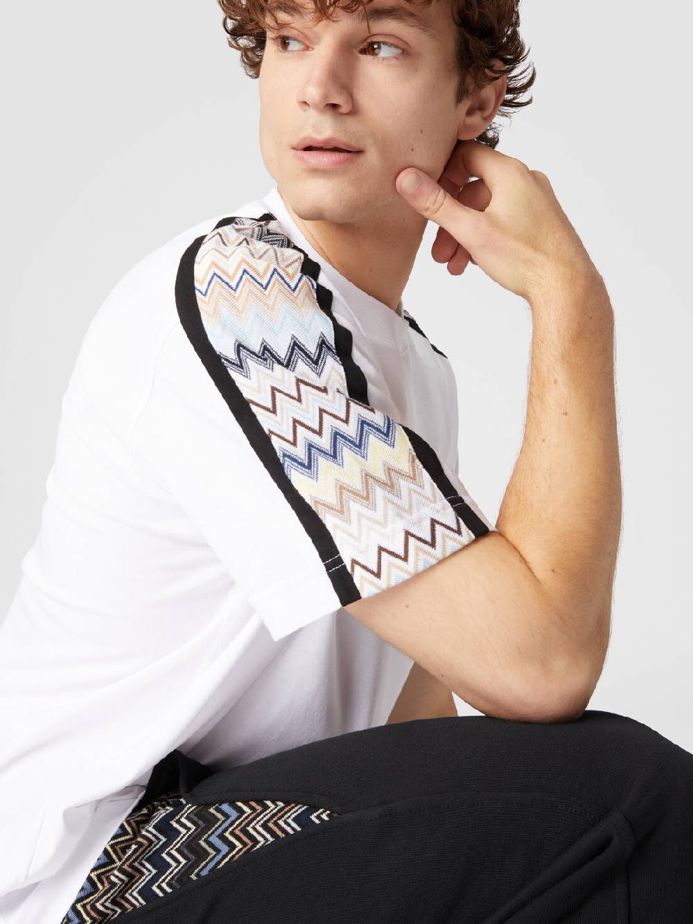 Missoni T-shirt in jersey di cotone con inserti zig zag Discount Store per i nuovi prodotti