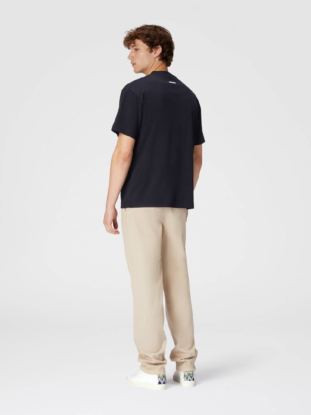 Missoni T-shirt in jersey di cotone con ricamo zig zag Solo un giorno rimasto