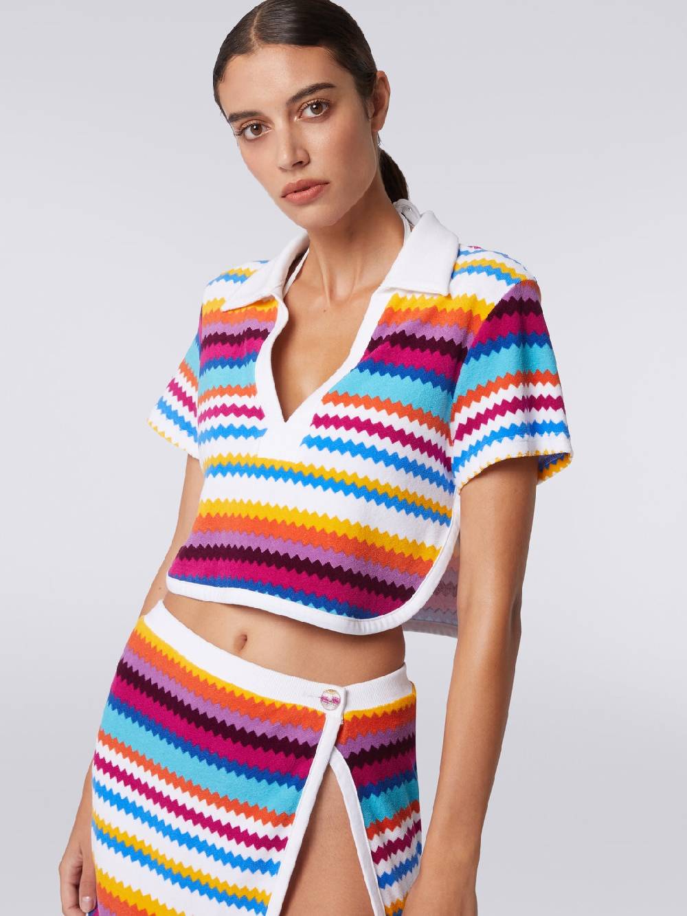 Missoni Crop top modello polo in spugna zig zag Trasporto libero internazionale