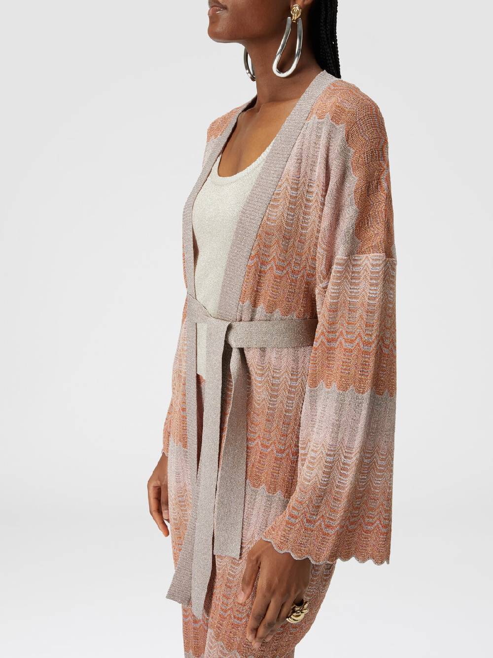 Missoni Cardigan con motivo greca zig zag e cintura Sconti questo mese