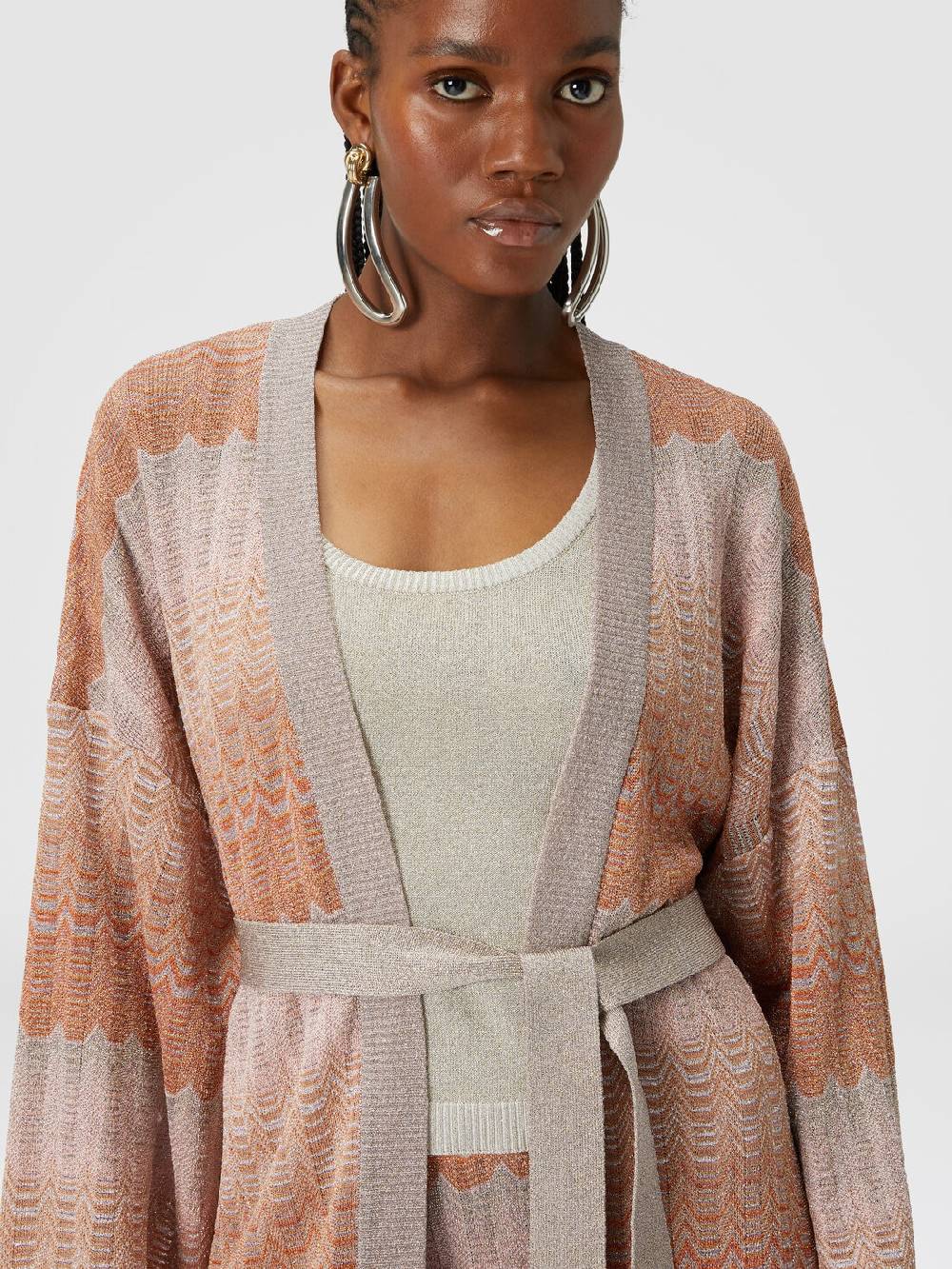 Missoni Cardigan con motivo greca zig zag e cintura Sconti questo mese
