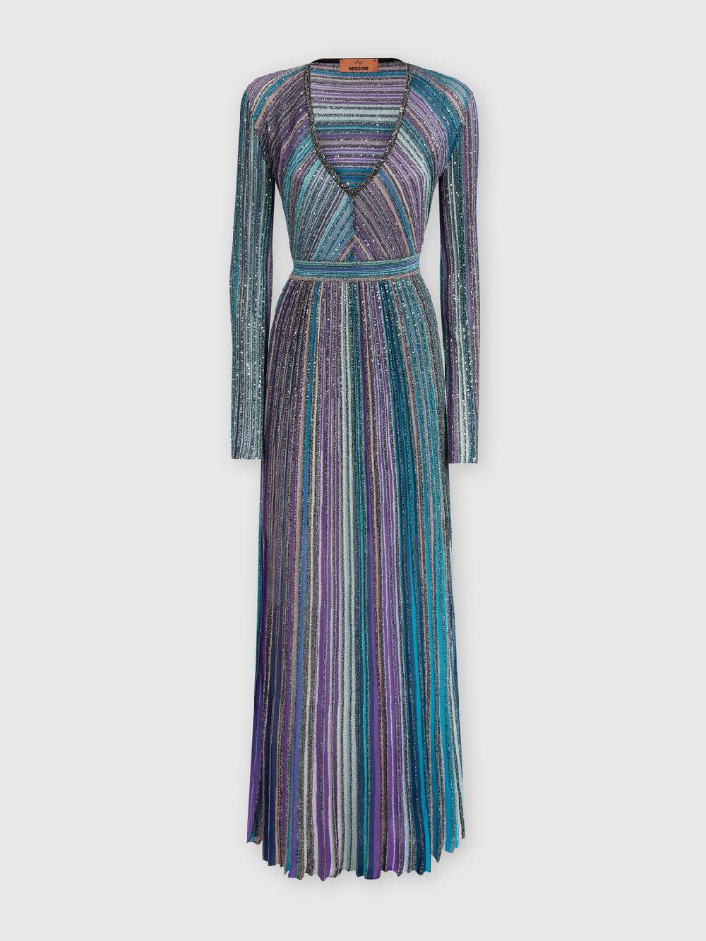 Missoni Abito lungo in maglia plissée lamé Italy