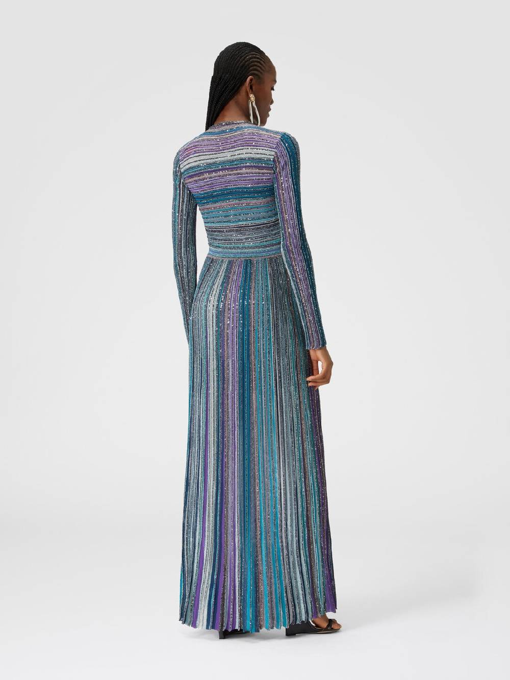 Missoni Abito lungo in maglia plissée lamé Italy
