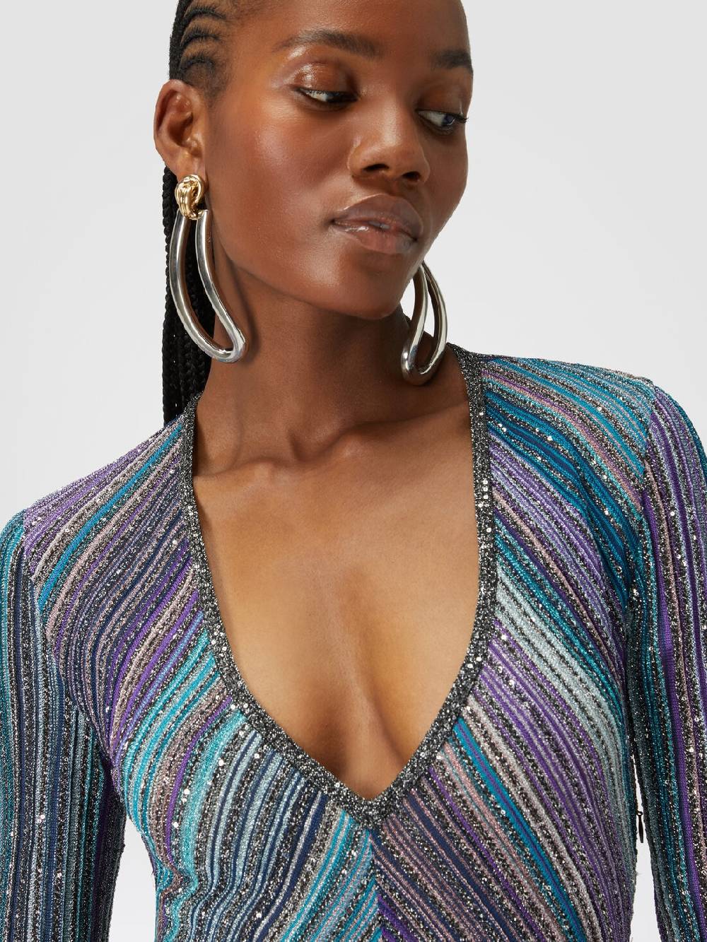 Missoni Abito lungo in maglia plissée lamé Italy