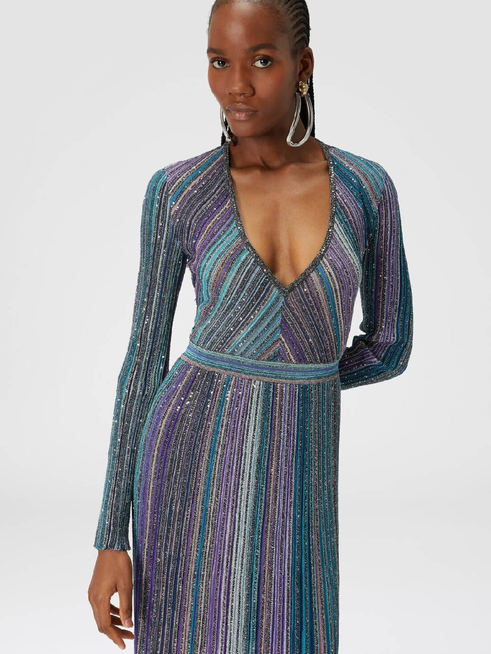 Missoni Abito lungo in maglia plissée lamé Italy