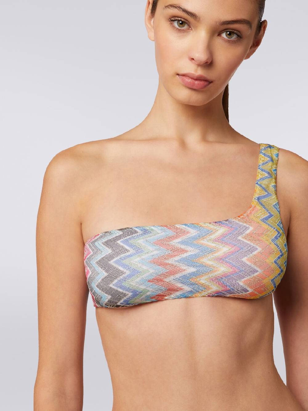 Missoni Bikini monospalla in viscosa zig zag con lurex Acquista Ora