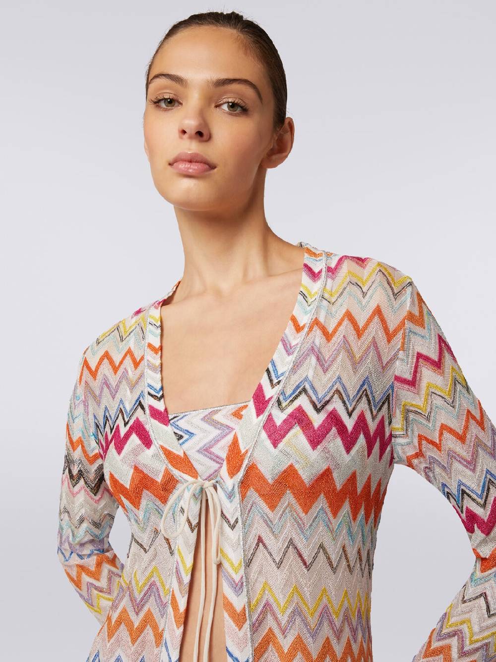 Missoni Cardigan copricostume lungo con motivo zig zag e lurex Promozione Limitata