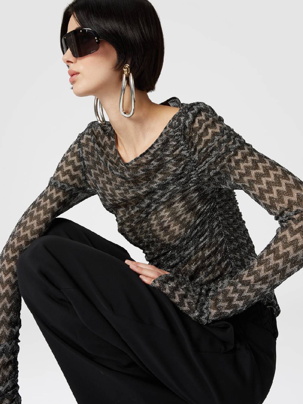 Missoni Pantaloni classici in viscosa con inserto chevron Prezzo Ridotto