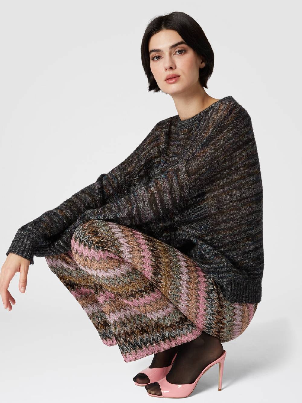 Missoni Pantaloni crop in misto viscosa zig zag lamé Sottocosto