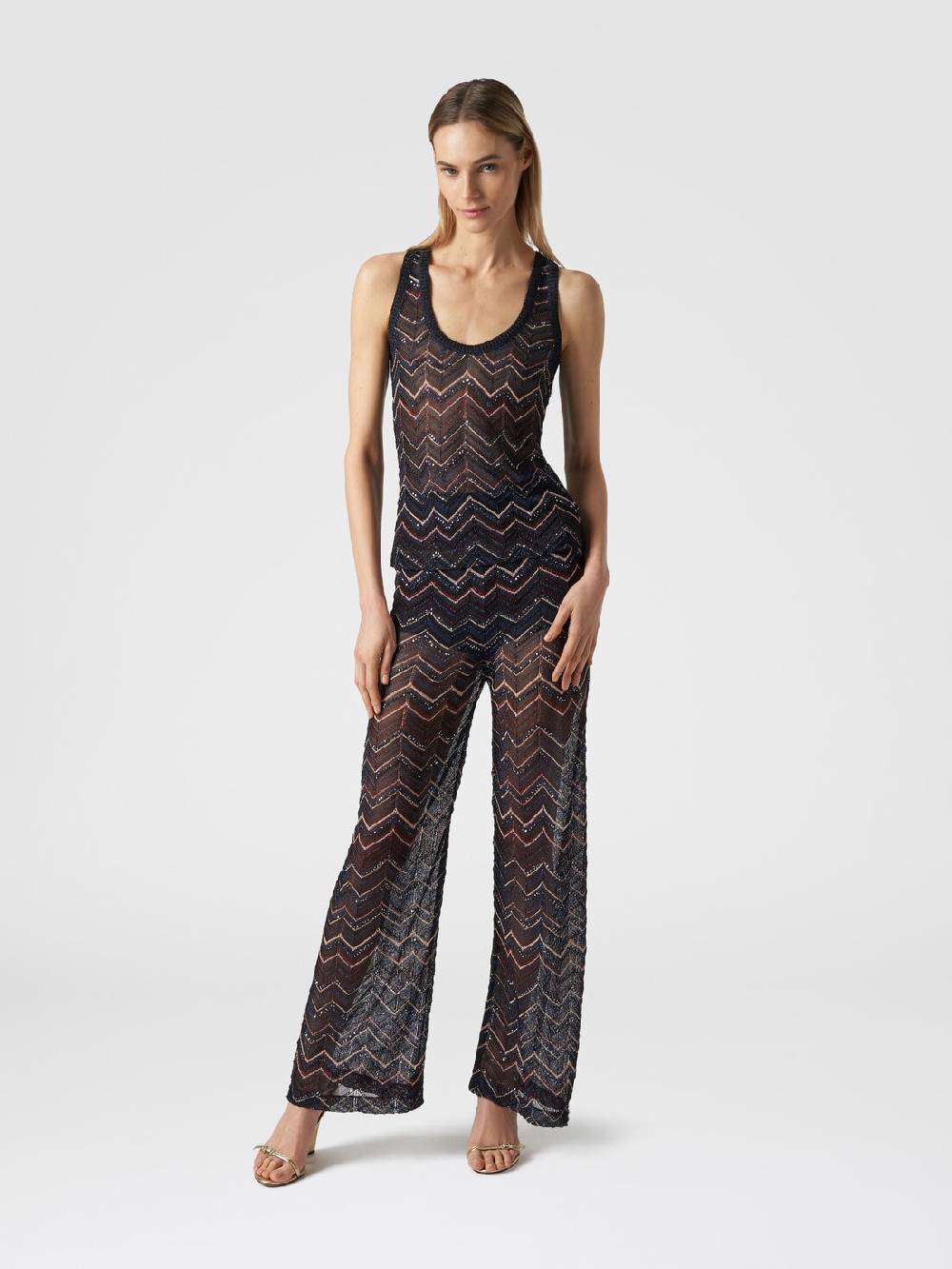 Missoni Pantaloni in maglia zig zag con lurex e paillettes Convenienza