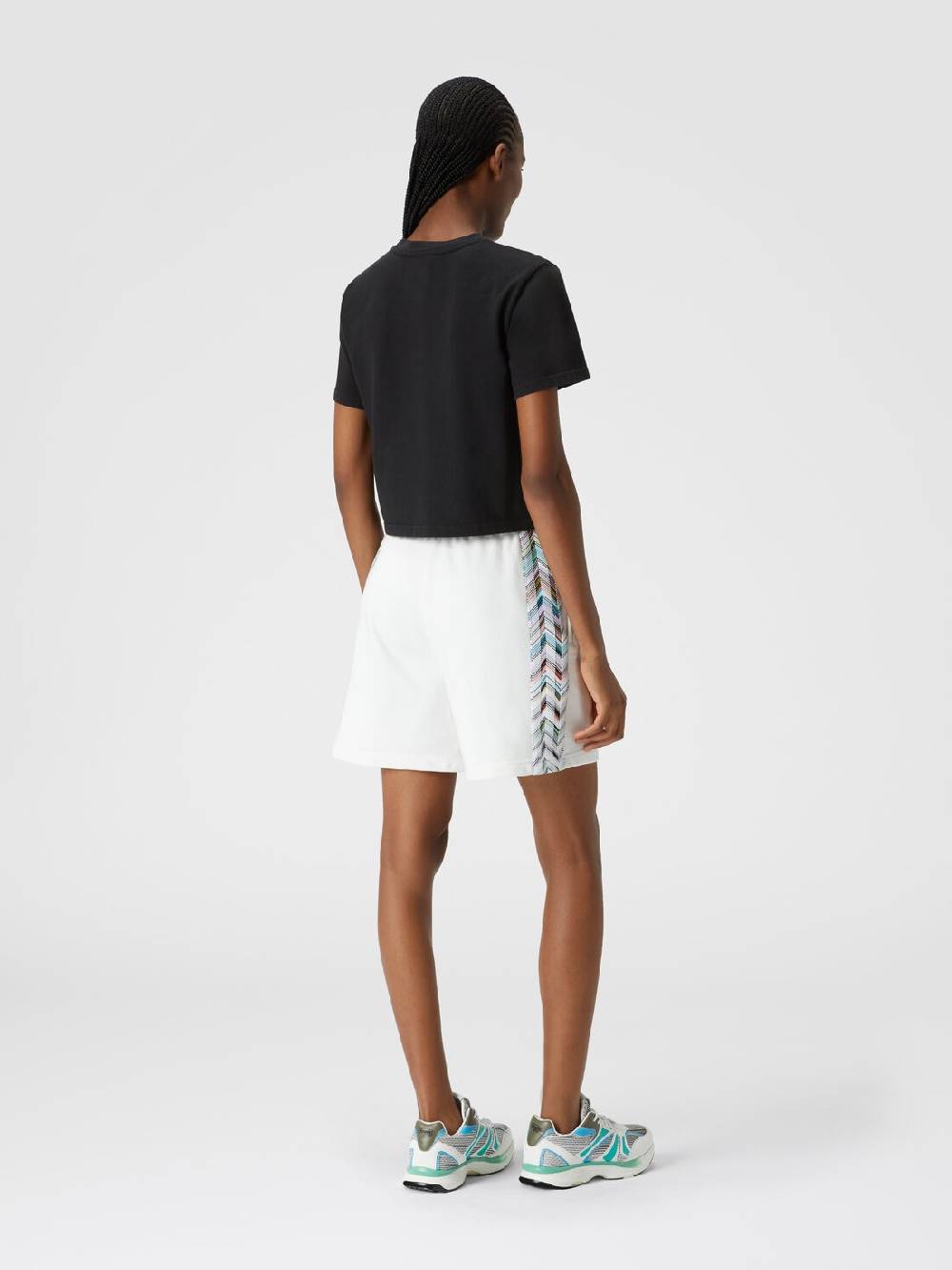 Missoni Shorts in felpa di cotone con logo e bande laterali in maglia Novità