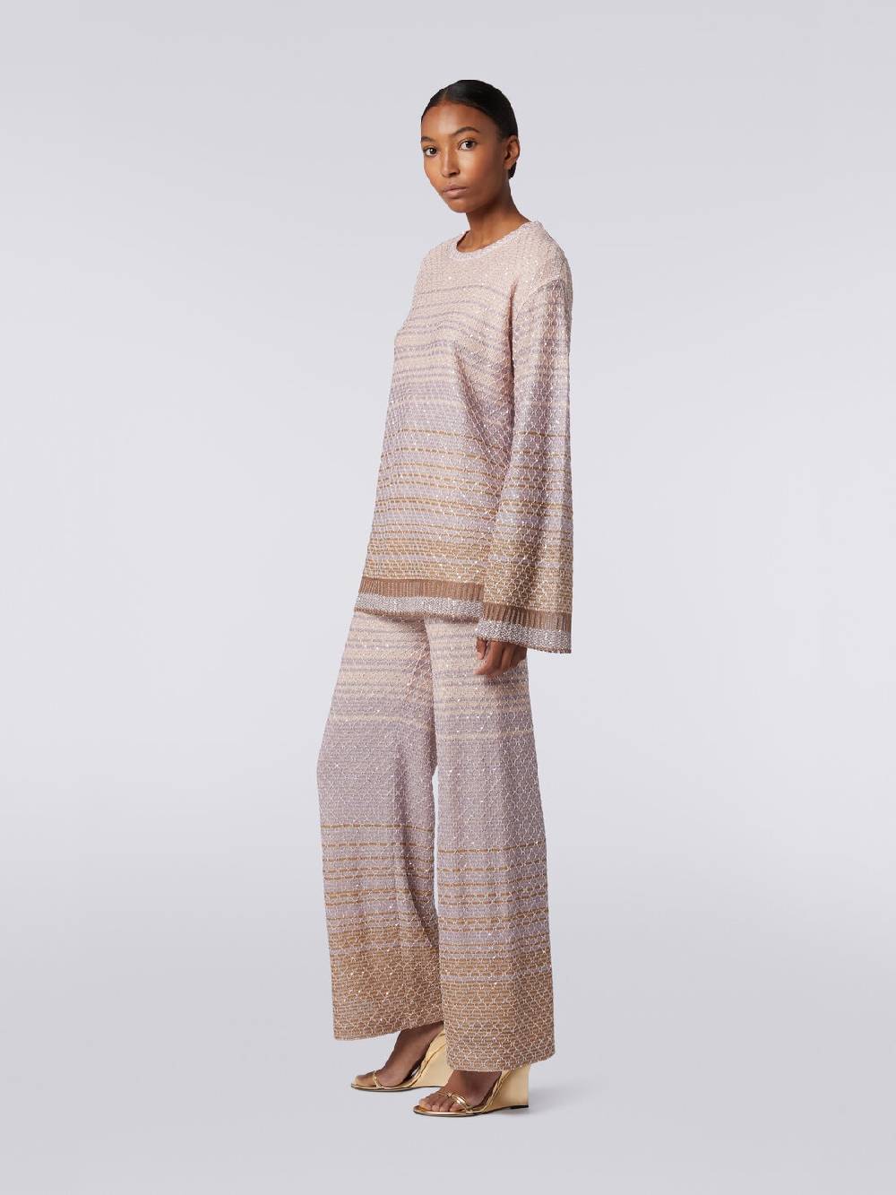 Missoni Pantaloni in maglia dégradé con paillettes Sconto