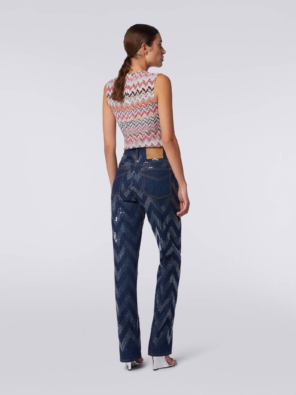 Missoni Cinque tasche in denim con paillettes zig zag Economico