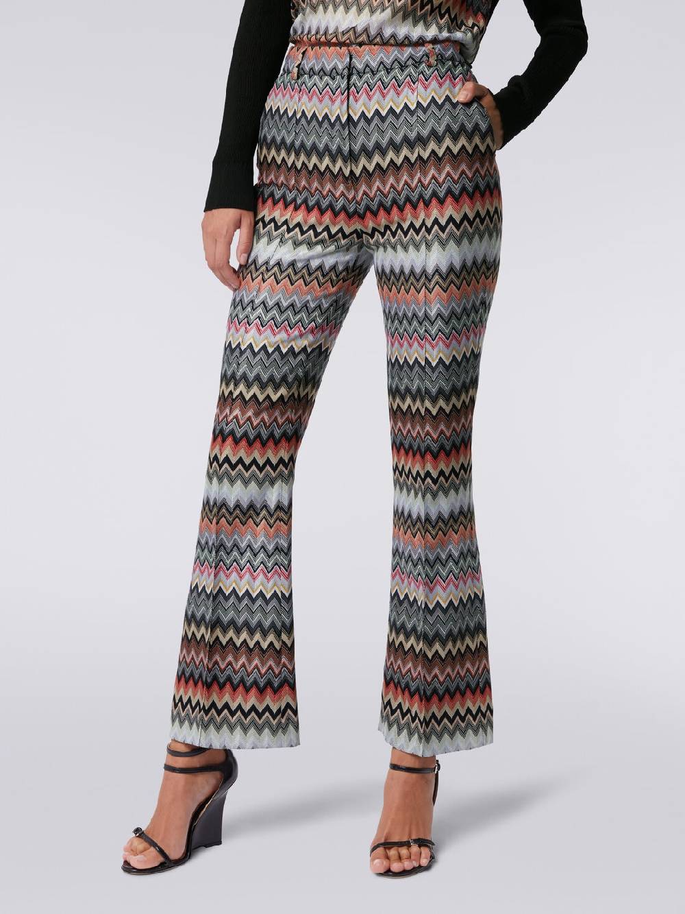 Missoni Pantaloni cropped in cotone e viscosa zig zag Online