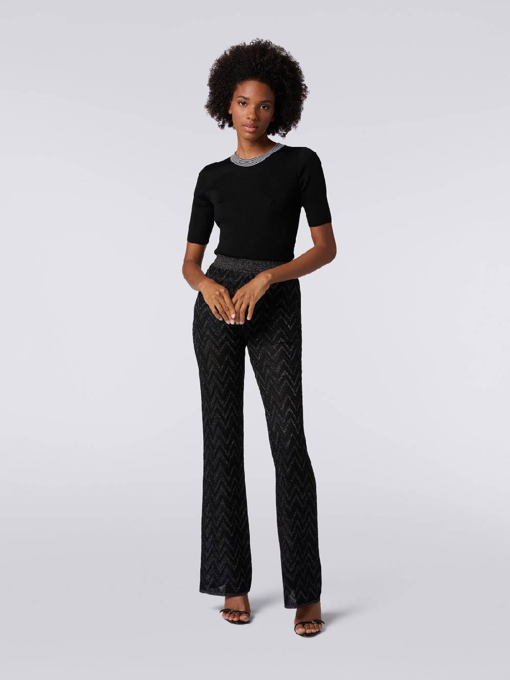 Missoni Pantaloni in maglia di viscosa zig zag con lurex Outlet