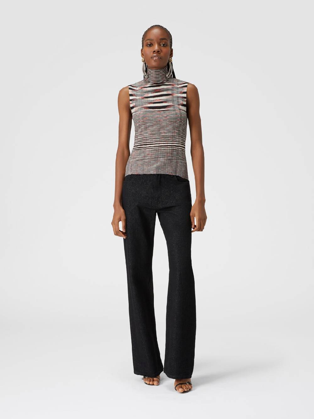 Missoni Canottiera con collo alto in cashmere e seta a costine Spedizione gratuita