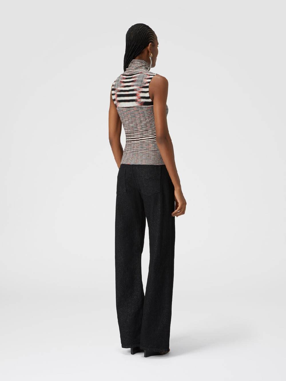Missoni Canottiera con collo alto in cashmere e seta a costine Spedizione gratuita