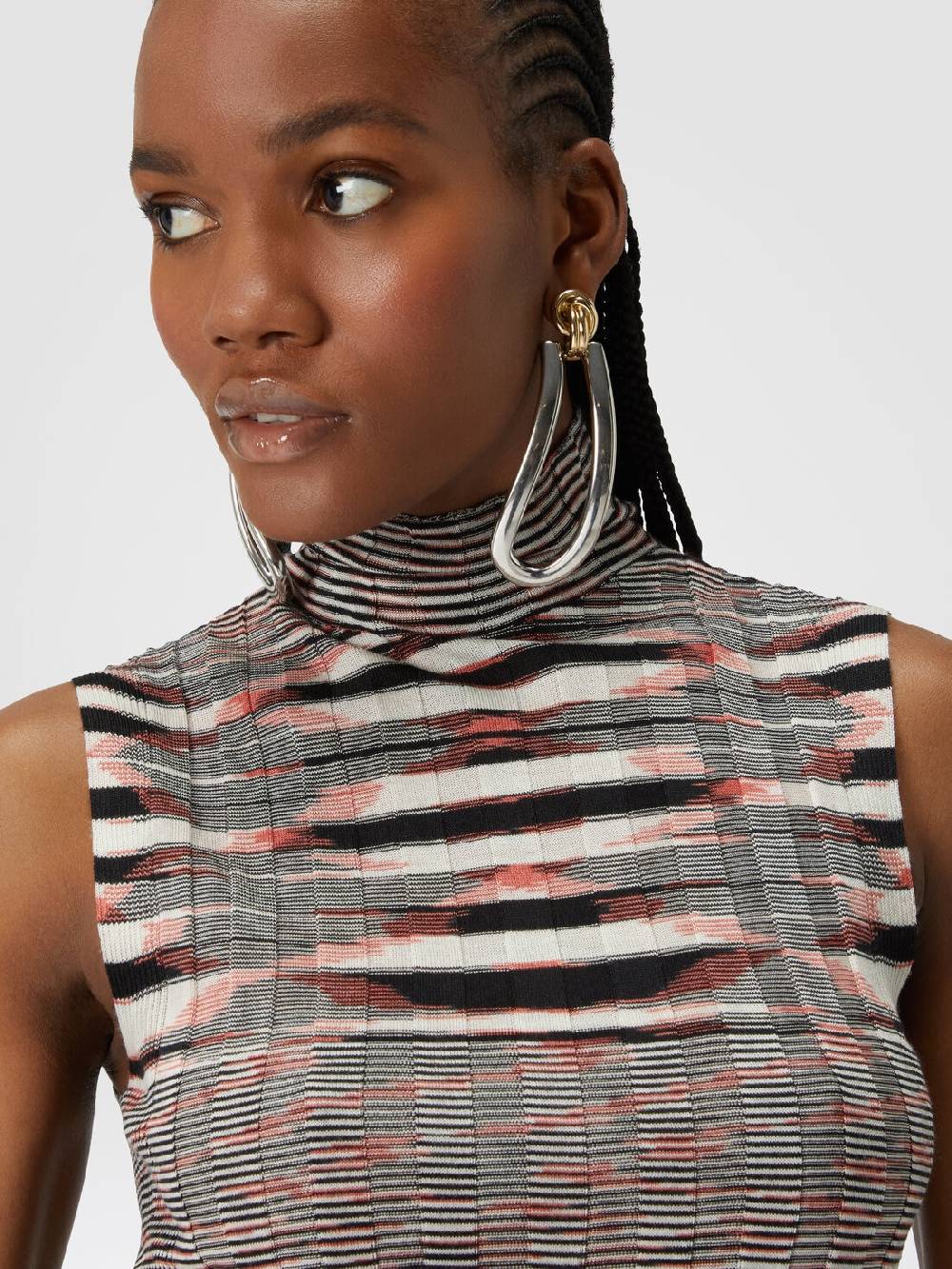 Missoni Canottiera con collo alto in cashmere e seta a costine Spedizione gratuita