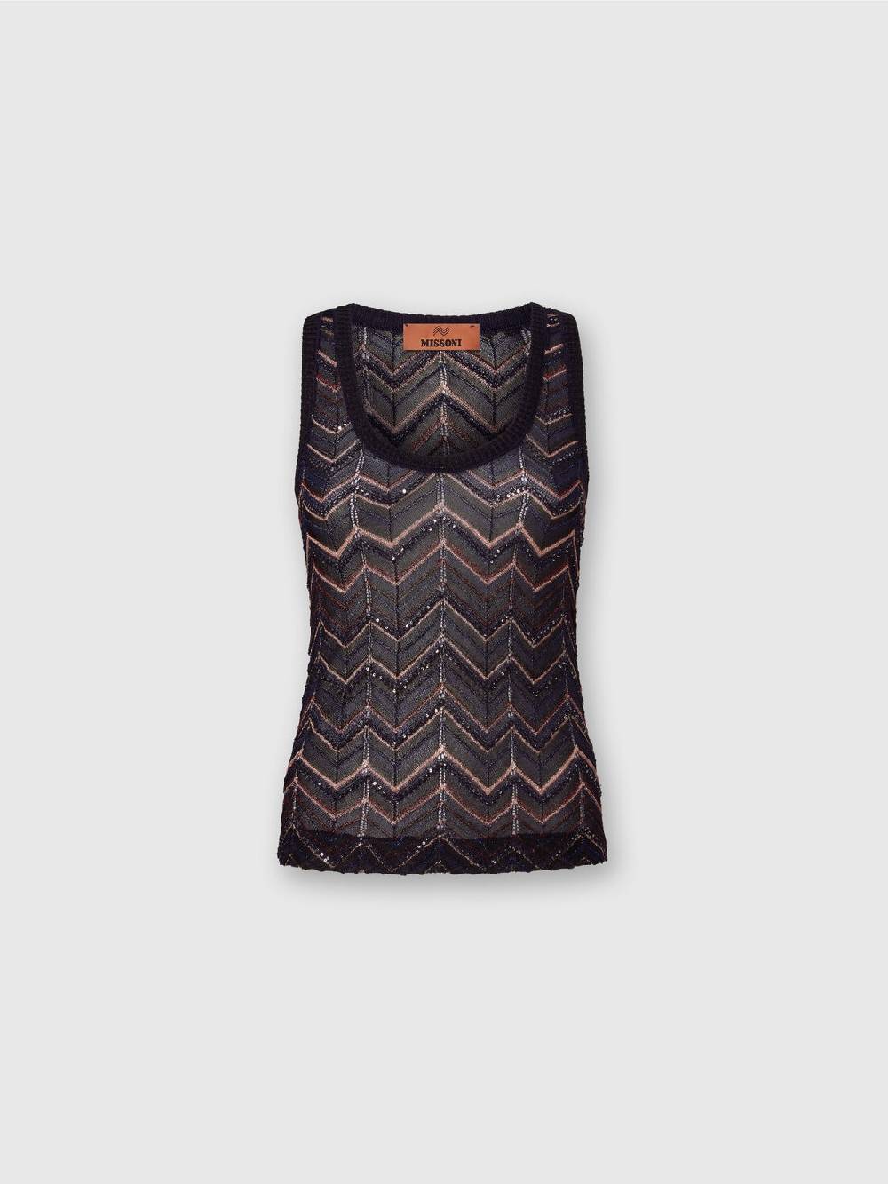 Missoni Canottiera in maglia zig zag con lurex e paillettes Fornitura limitata