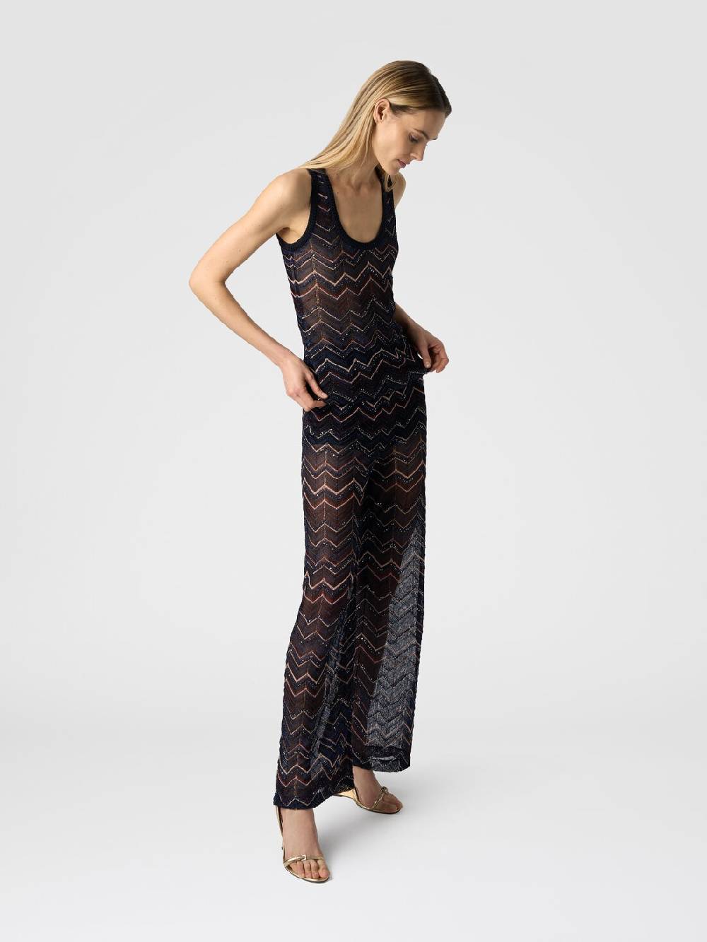 Missoni Canottiera in maglia zig zag con lurex e paillettes Fornitura limitata