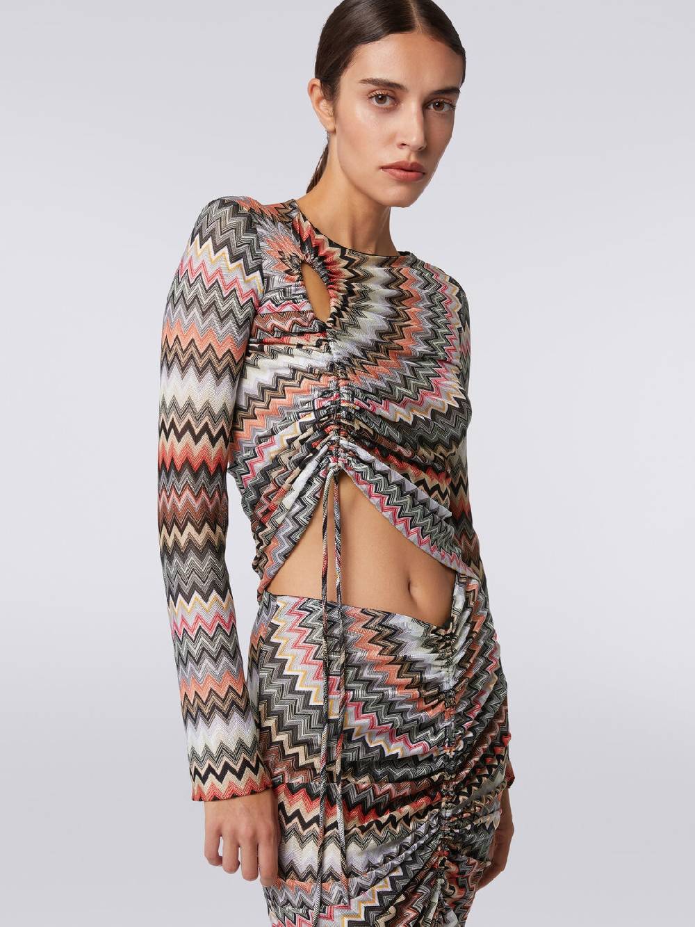 Missoni Top a maniche lunghe zig zag con arricciatura e dettaglio cut-out Shopping online
