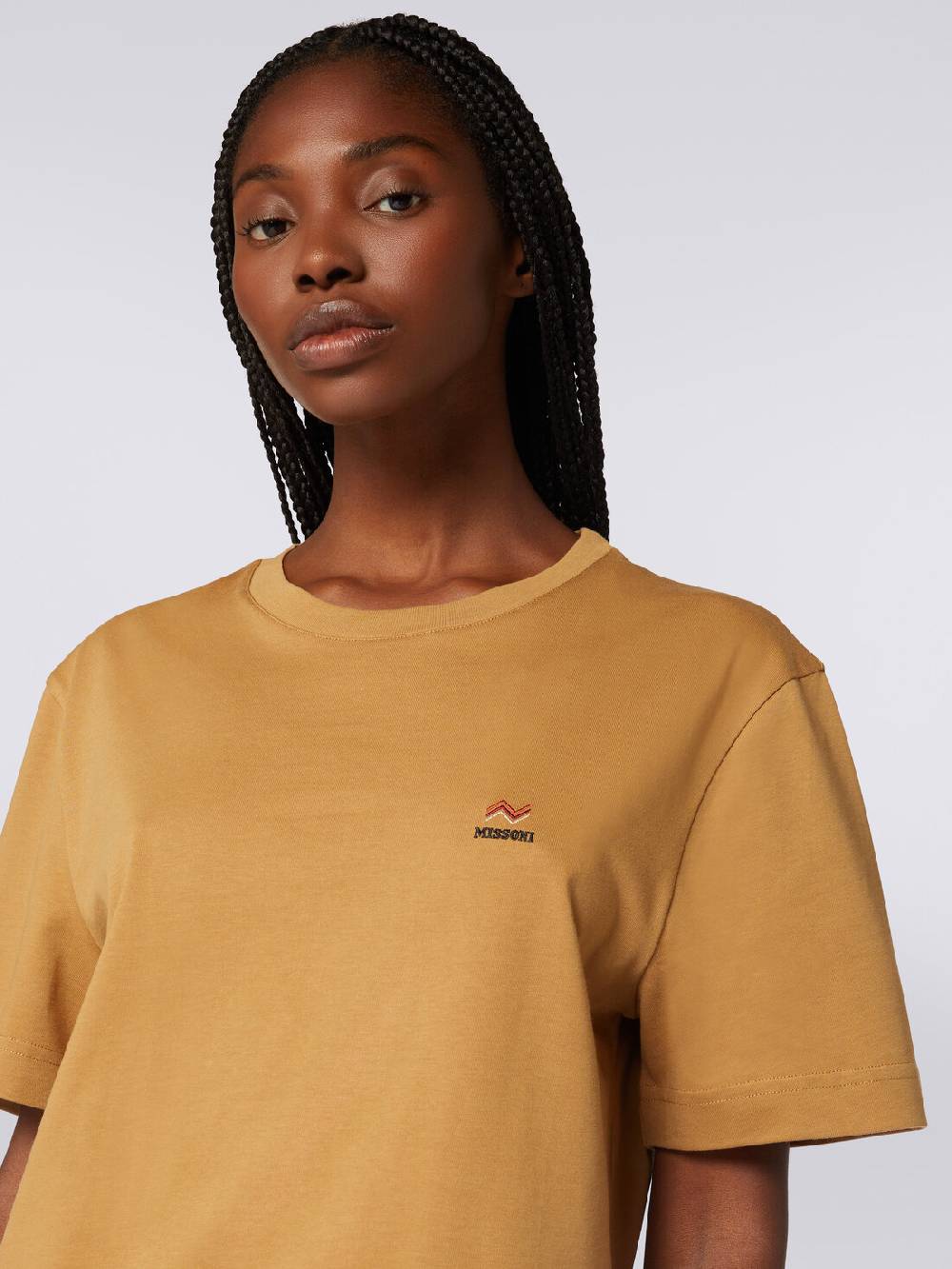 Missoni T-shirt girocollo in cotone con ricamo e logo Vendite stagionali