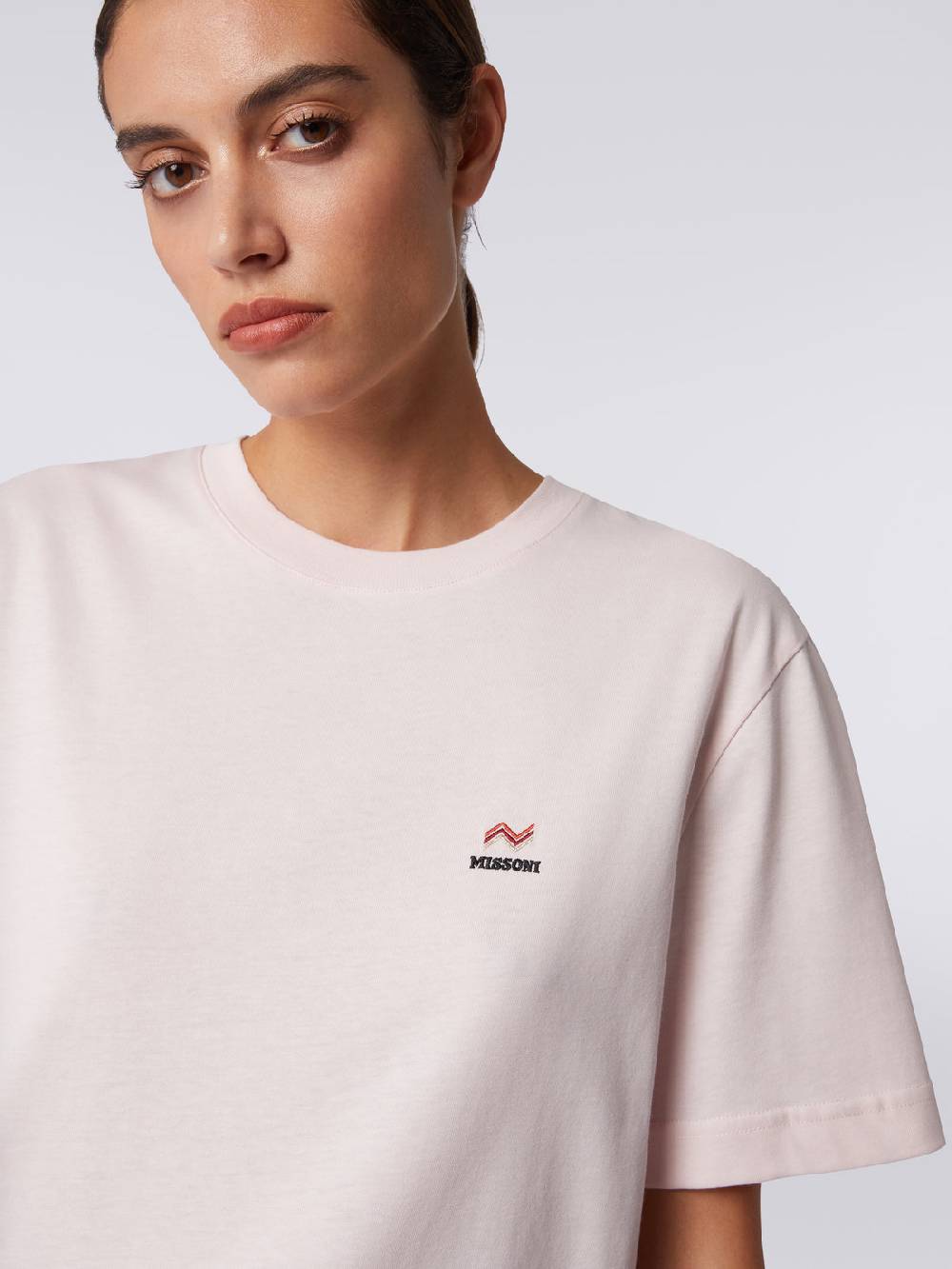 Missoni T-shirt girocollo in cotone con ricamo e logo Offerta natalizia