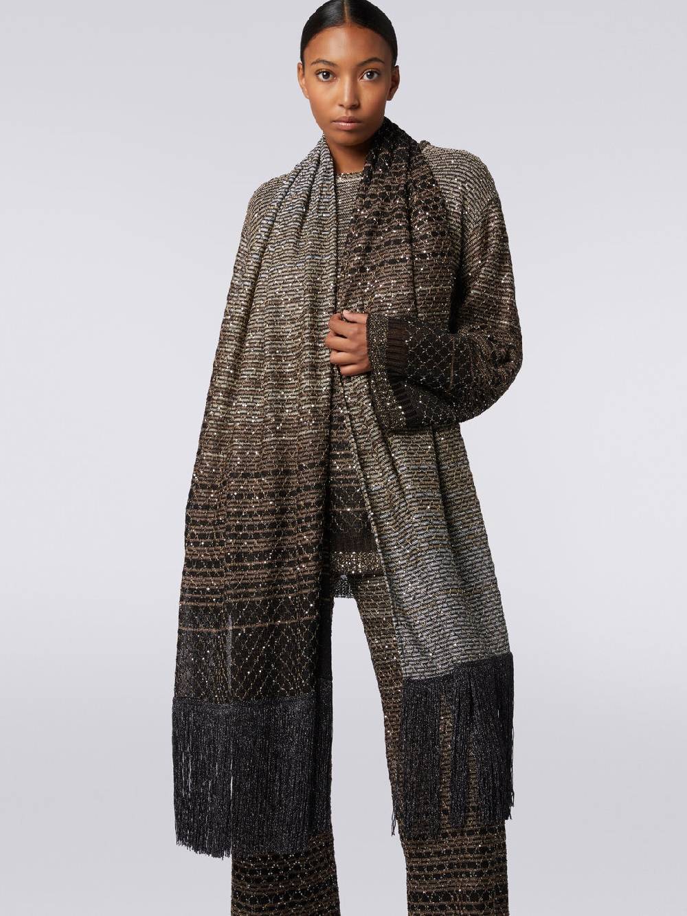 Missoni Stola in maglia dégradé con frange e paillettes Offerta temporanea