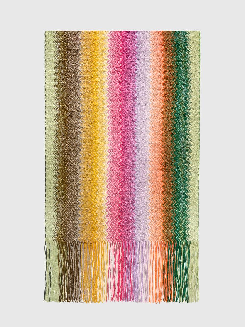 Missoni Sciarpa in maglia di viscosa chevron con frange Liquidazione