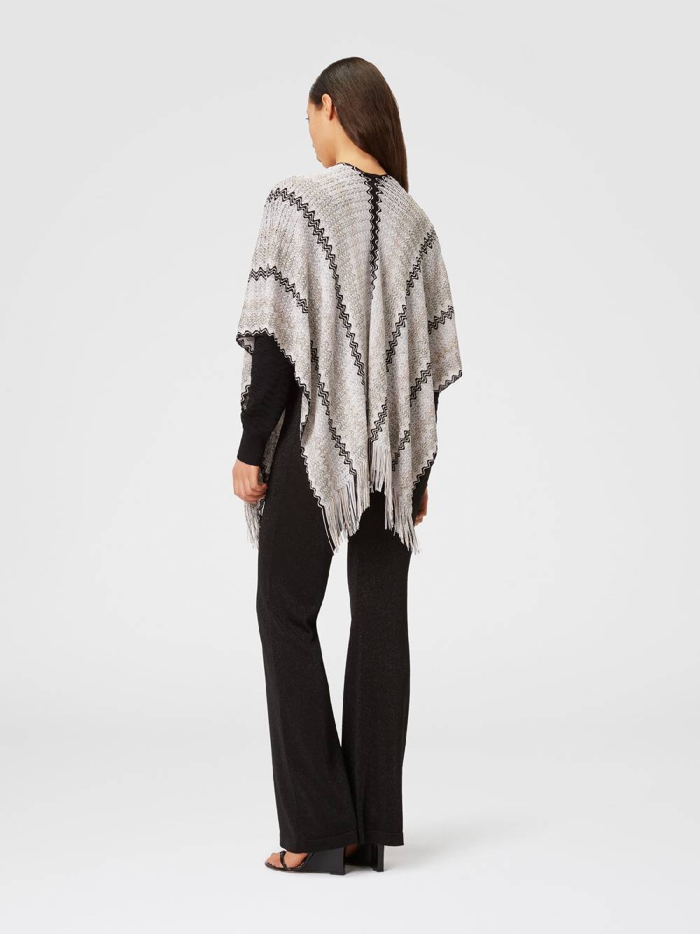 Missoni Poncho in maglia di misto viscosa con motivo a onde e frange Enormi risparmi