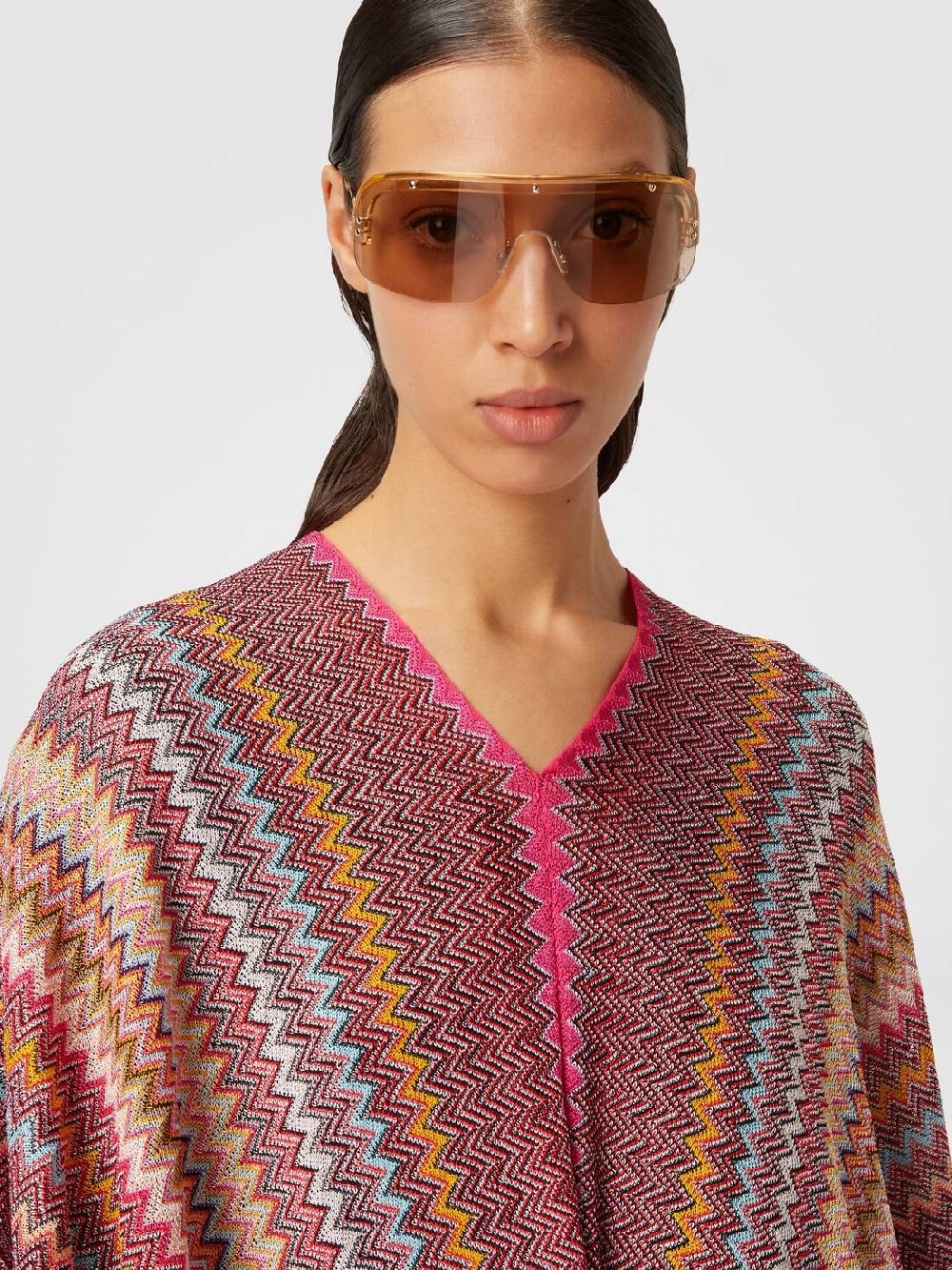 Missoni Poncho in maglia di viscosa zig zag con frange Sconti VIP