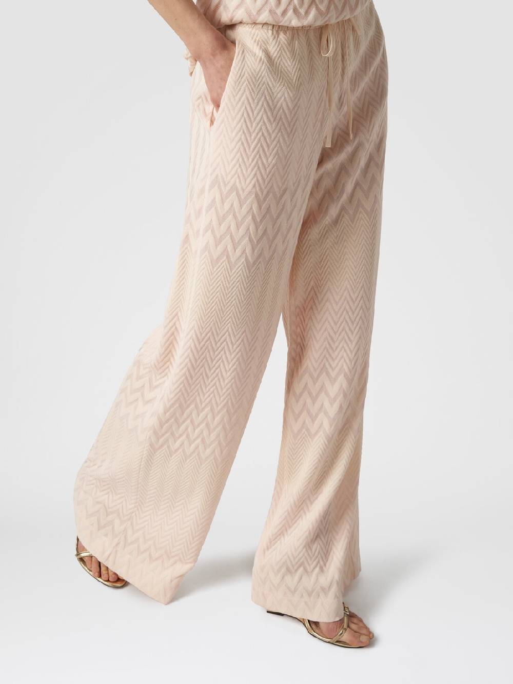 Missoni Pantaloni a palazzo in cotone e viscosa zig zag Ritorno libero