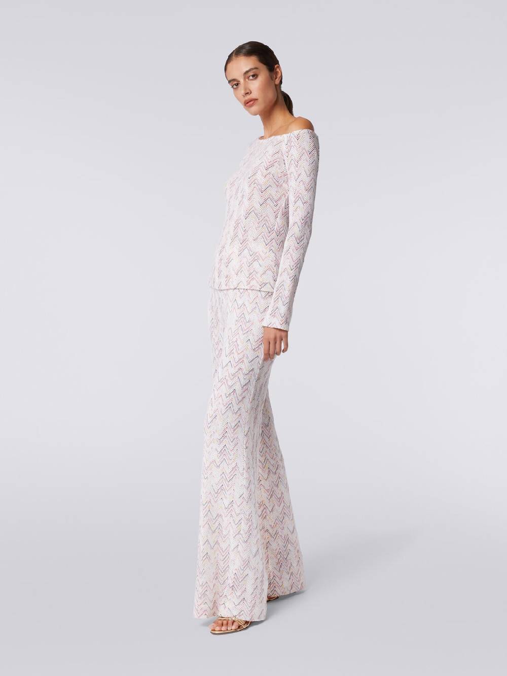 Missoni Pantaloni a palazzo in lana e viscosa zig zag Ultimi tre giorni