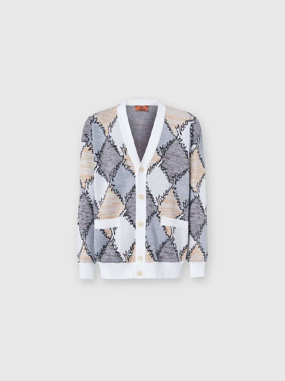 Missoni Cardigan in cotone a losanghe con scritta logo Enormi sconti