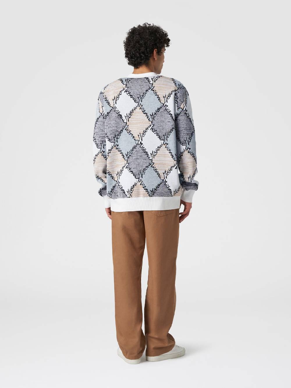 Missoni Cardigan in cotone a losanghe con scritta logo Enormi sconti